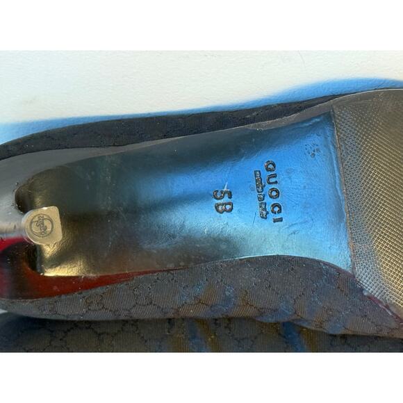 Vintage Gucci Womens 5 B Black Monogram Grosgrain Pointy Heels Classic Cocktail - Picture 4 of 10